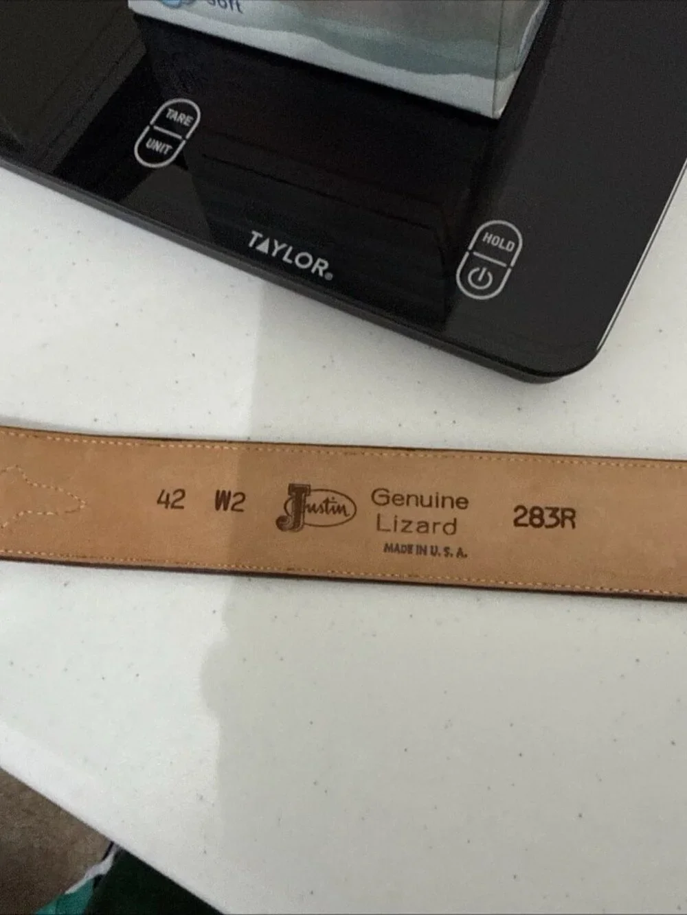 Justin Leather Western Belt Tan/Brown Buckle Size 42
